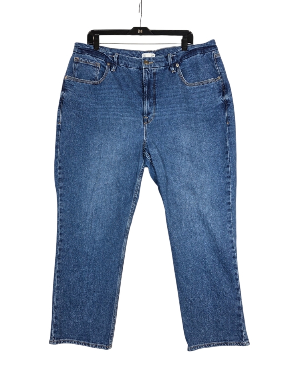 Good American Straight-Leg high rise midwashed indigo Jeans - Picture 2 of 15